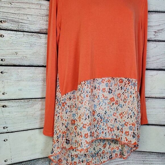 Coco + Carmen Burnt Orange Floral Hi-Lo Top Size S/M - Picture 2 of 7
